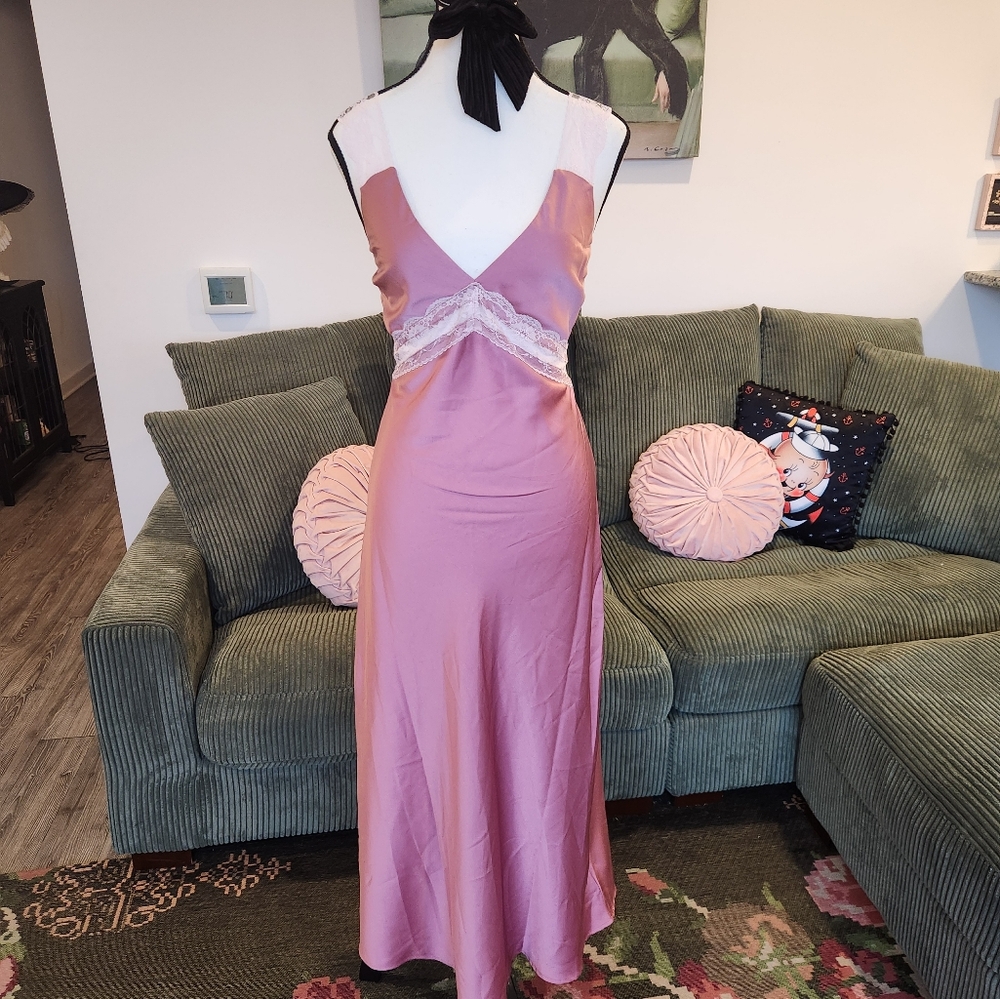 Elegant Pink Satin Dress